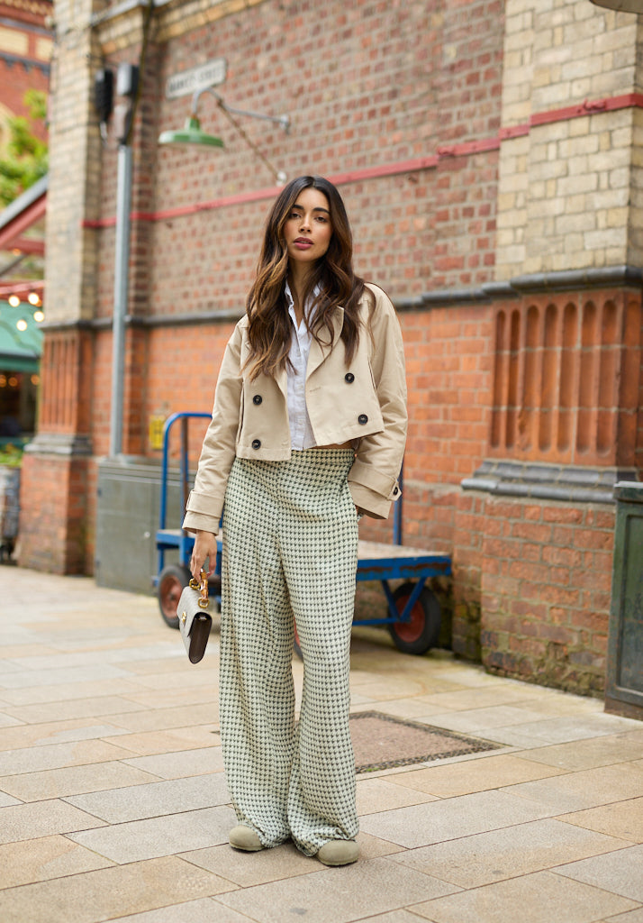 Leon Houndstooth Trouser in Green