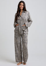 Evie Hidden Leopard Pyjama Set in Cream
