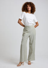 Leon Houndstooth Trouser in Green