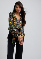 Helena Floral Blouse in Black