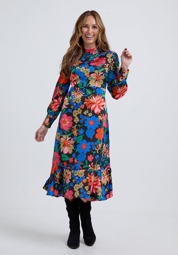 Sophie Floral Midi Dress In Multi