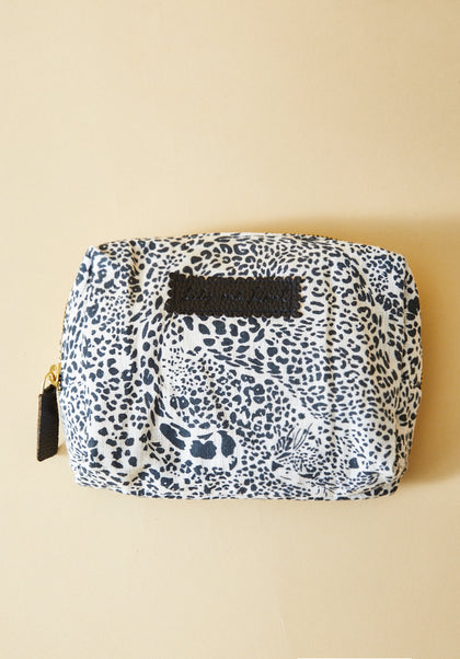 Maya Hidden Leopard Cosmetic Bag in Cream