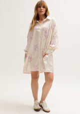 Womens Floral full sleeve Shirtdress In Cream - 3