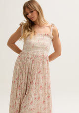 Annie Smocked Wishing Well Print Midi Dress In Multi