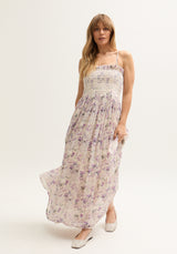 Annie Smocked Wonderland Print Maxi Dress In Multi