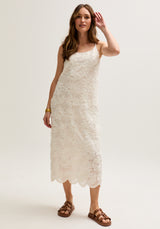 womens Spaghetti Strap lace Midi Dress In Cream - 1