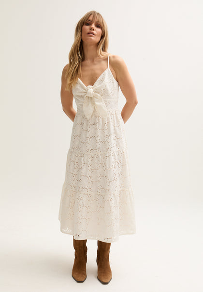 Onita Tiered Broderie Anglaise Maxi Dress In White