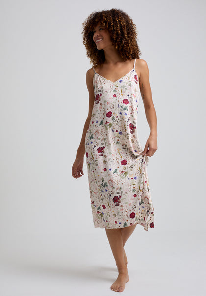 Rosie Pressed Floral Nightie in Cream