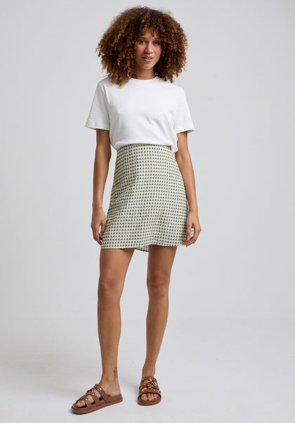 Sadie Houndstooth Mini Skirt in Green