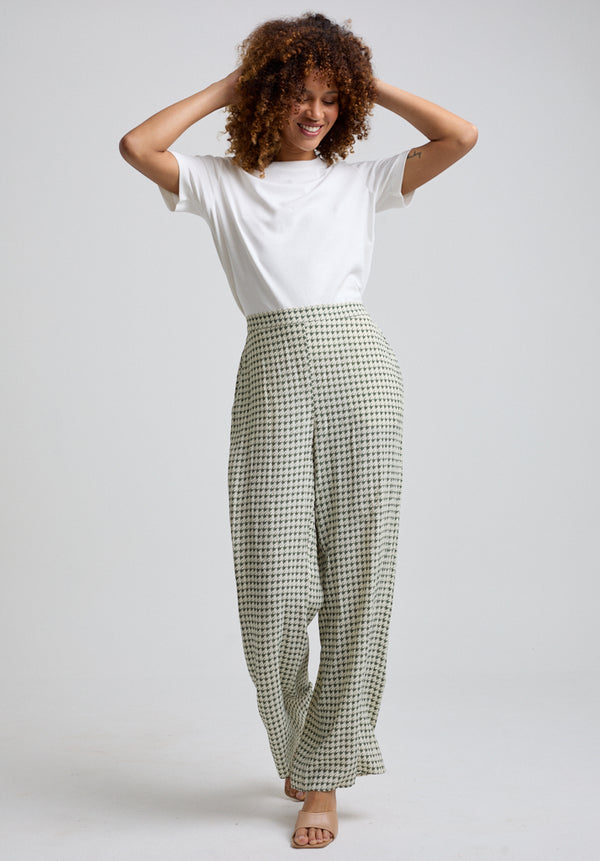 Leon Houndstooth Trouser in Green