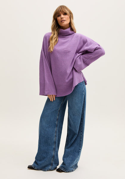 Stella Roll Neck Jumper In Purple