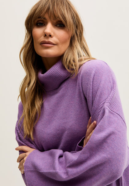 Stella Roll Neck Jumper In Purple