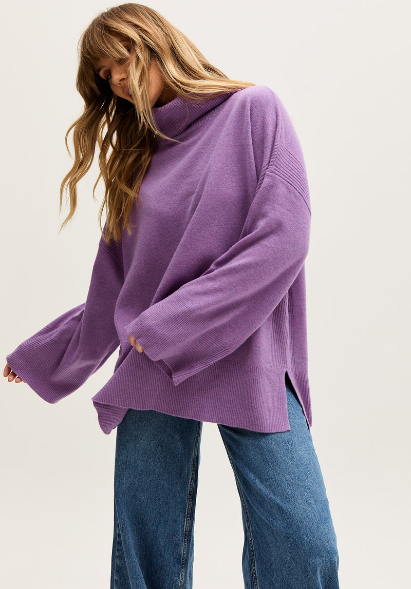 Stella Roll Neck Jumper In Purple