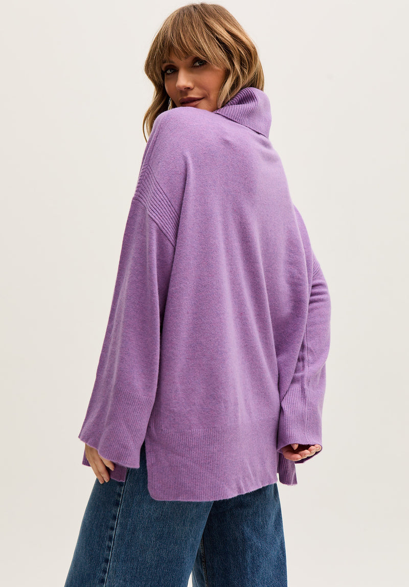 Stella Roll Neck Jumper In Purple