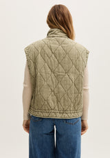 Evelyn Quilted High Neck Gilet In Khaki