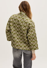 Gaia Quilted Peacock Print Jacket In Green