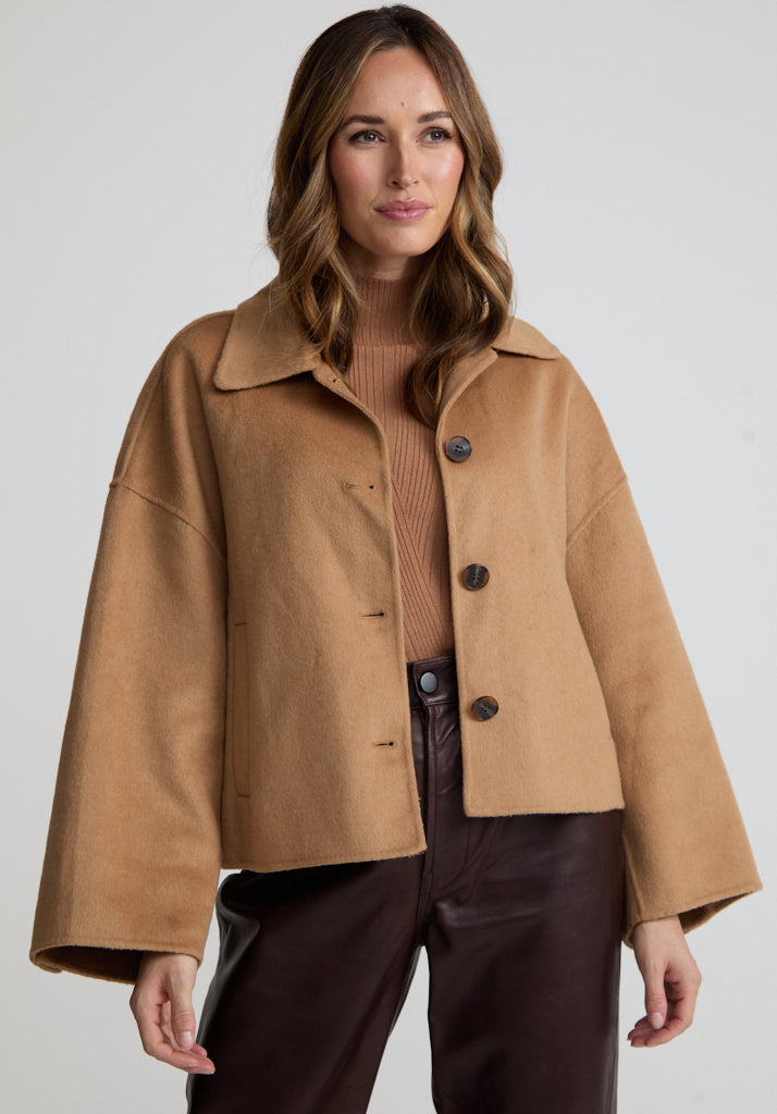 Alaia Wool Button Down Jacket In Brown