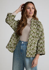 Gaia Quilted Peacock Print Jacket In Green