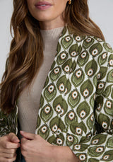 Gaia Quilted Peacock Print Jacket In Green