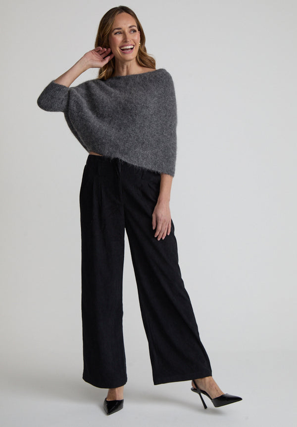 Catherine Wide Leg Corduroy Trouser In Black