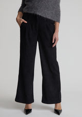 Catherine Wide Leg Corduroy Trouser In Black