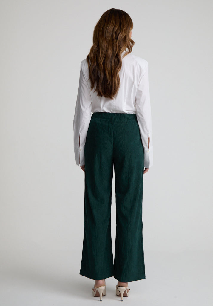 Catherine Wide Leg Corduroy Trouser In Green