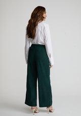 Catherine Wide Leg Corduroy Trouser In Green