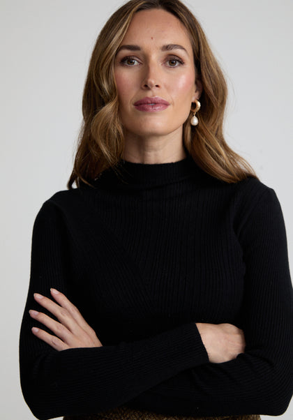 Beatrice Roll Neck Jumper In Black