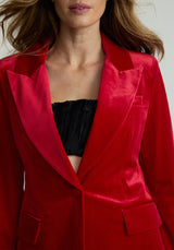 Sienna Tailored Velvet Blazer In Red