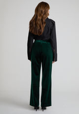 Sienna Straight Leg Velvet Trouser In Green