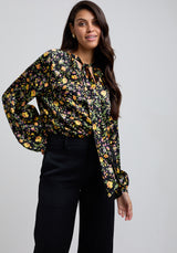 Helena Floral Blouse in Black
