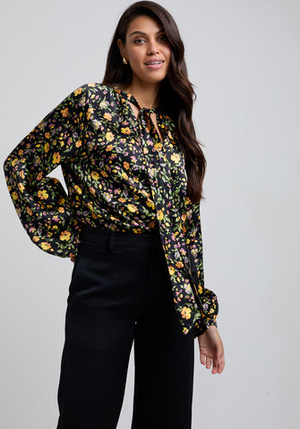 Helena Bow Detail Floral Print Blouse In Multi