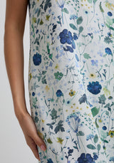 Rosie V-Neck Pressed Floral Print Nightie In Blue