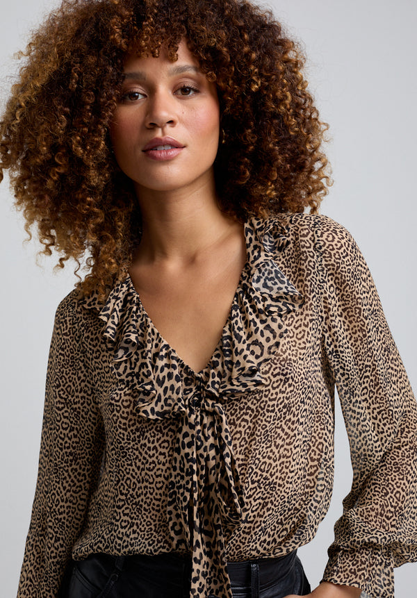 Joni Leopard Blouse in Brown