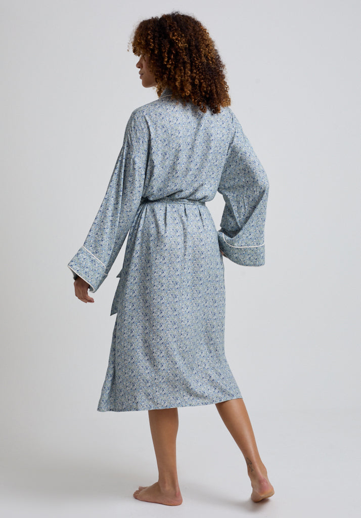 Corina Ditsy Floral Robe in Blue
