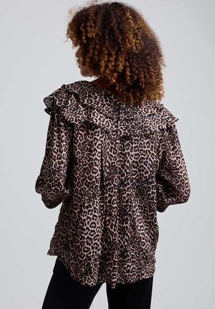 Keira Big Cat Blouse in Brown