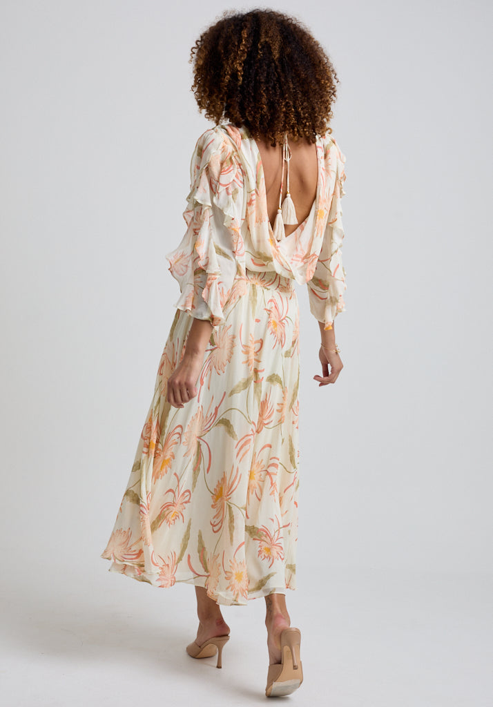 Mia Moonflower Midi Dress in Cream