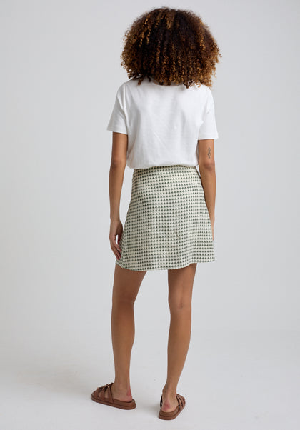 Sadie Houndstooth Mini Skirt in Green