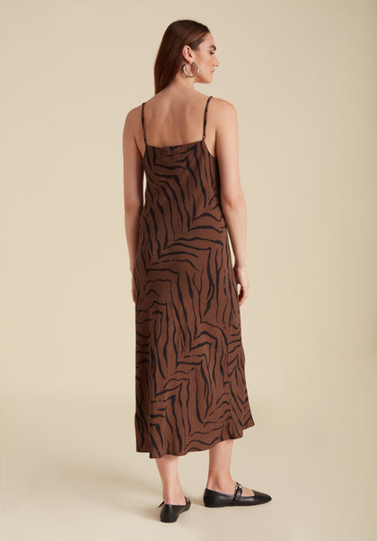 Roxy Tiger Midi Dress in Brown