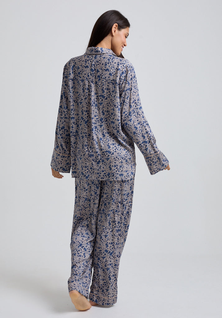 Evie Aster Pyjama Set in Blue