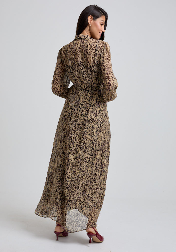Margot Leopard Maxi Dress in Brown