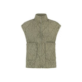 Evelyn Quilted High Neck Gilet In Khaki