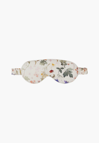 Ella Eye Mask Scrunchie Pressed Floral Print Set In Cream