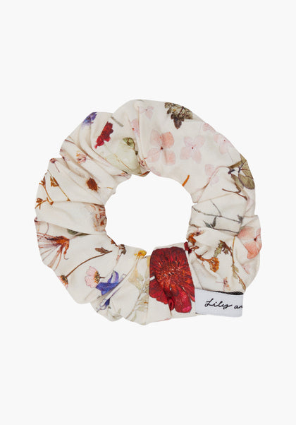 Ella Pressed Floral Eye Mask Scrunchie Set in Cream