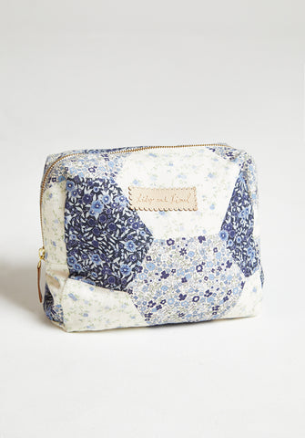 Nola Aster Patchwork Print Wash Bag In Blue