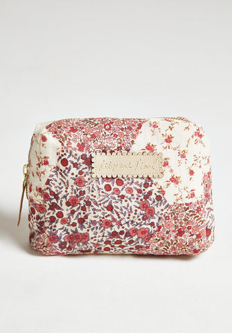 Maya Aster Print Patchwork Cosmetic Bag In Pink