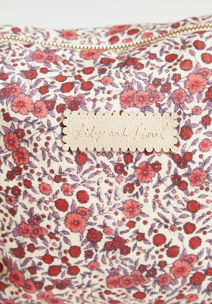 Vintage print wash bag in pink