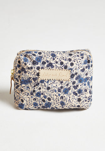 Maya Aster Print Cosmetic Bag In Blue