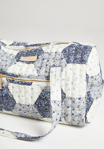 Sia Aster Patchwork Print Overnight Bag In Blue