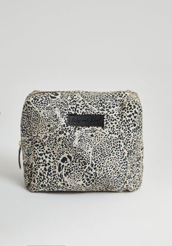 Nola Hidden Leopard Print Wash Bag In Cream